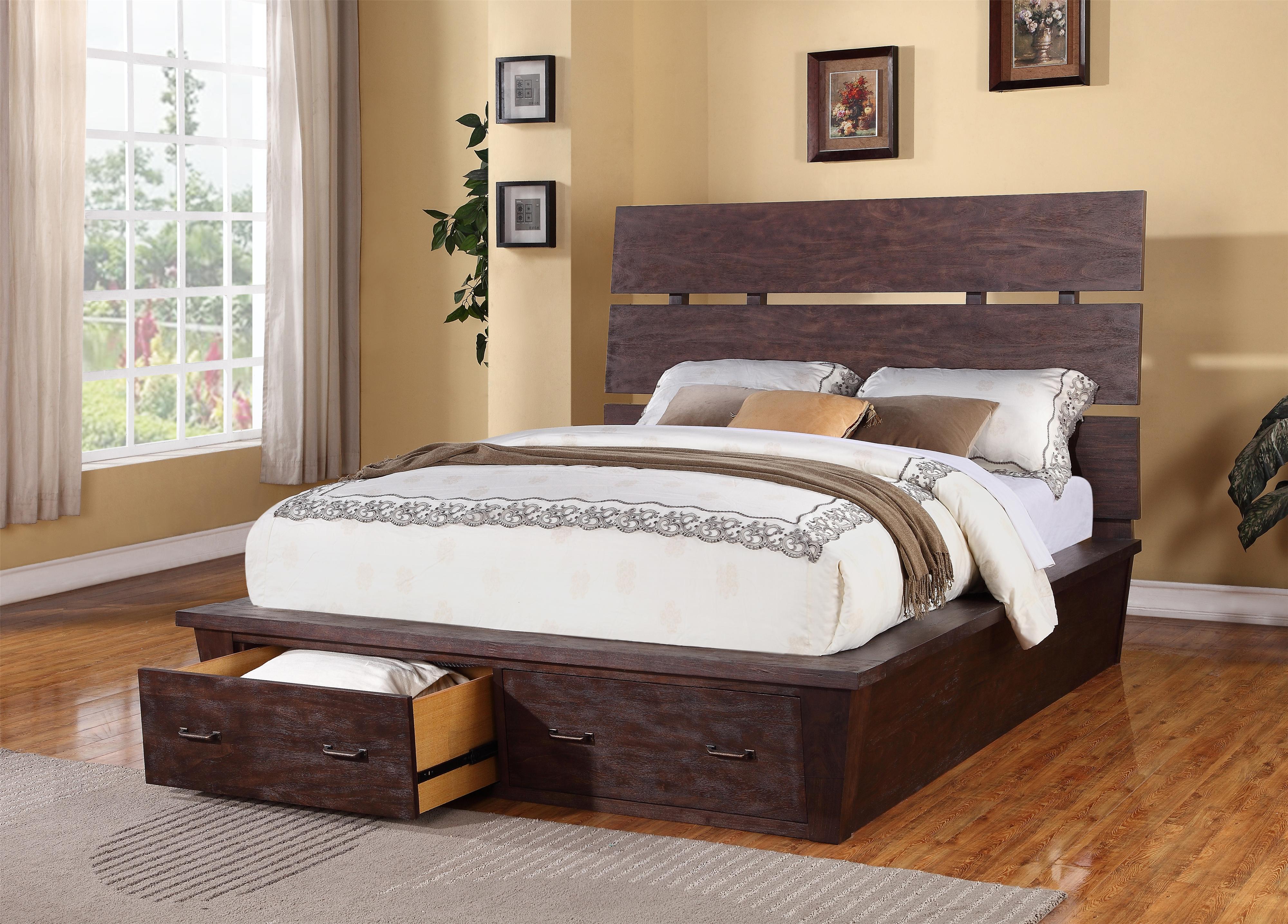 platform storage bed king